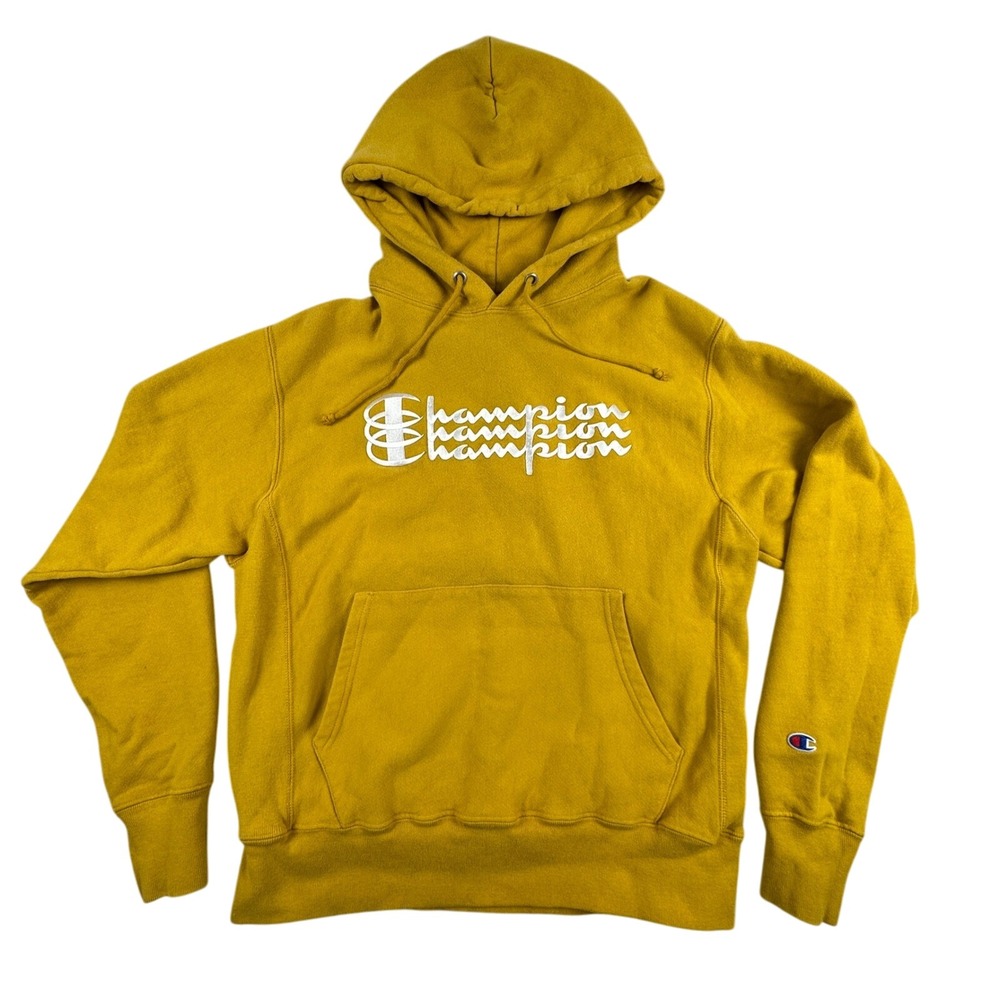 VTG Y2K Champion Reverse Weave Hoodie Sweatshirt Tripled Embroidered Logo Medium